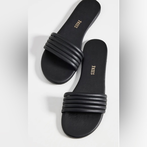TKEES Serena slide leather sandals, women’s size 8, black - Picture 1 of 6